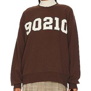 New Beverly Hills x Revolve Brown / Ivory Oversized 90210 Crew Sweatshirt Small